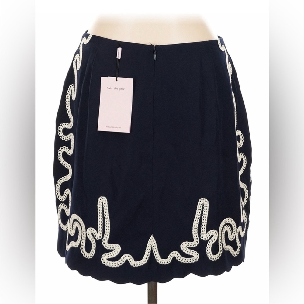 NWT Avec Les Filles Seahorse Embroidery Sleeveless Shell Navy & White Set M/6 - Picture 9 of 12